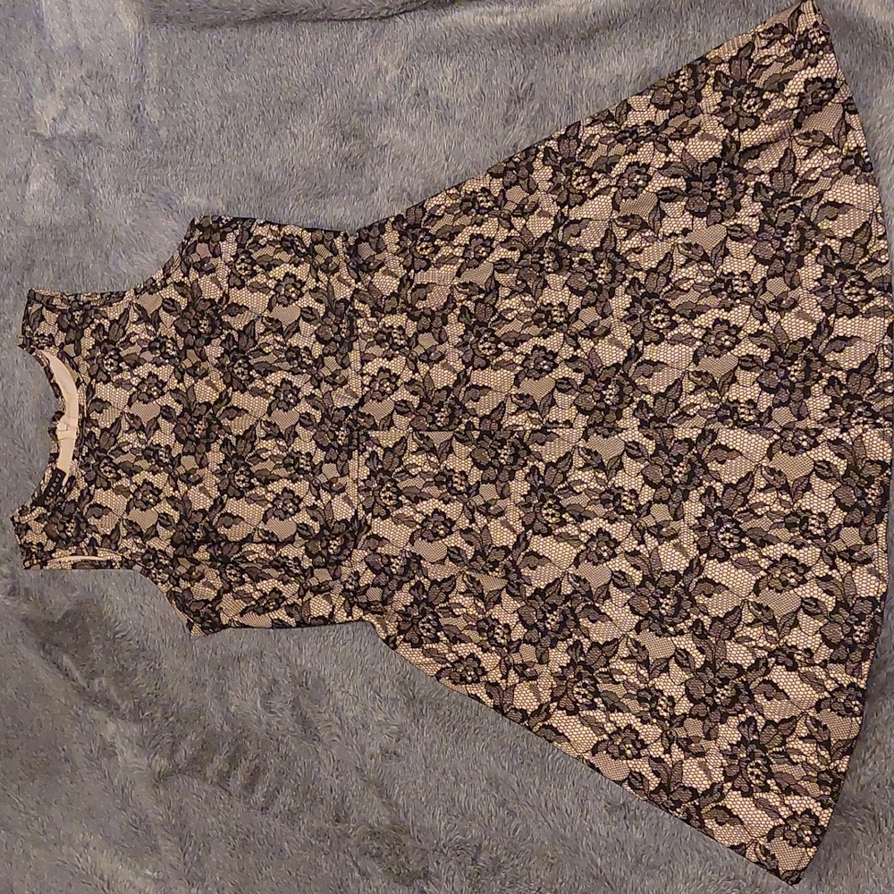 Cream dress with Black Floral Lace by Metaphor Size Medium